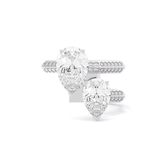 Pear Toi et Moi Lab Grown Diamond Ring White Gold
