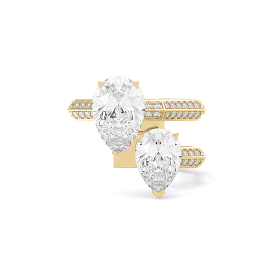 Pear Toi et Moi Lab Grown Diamond Ring Gold