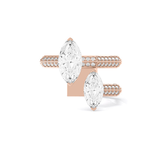 Marquise Toi et Moi Lab Grown Diamond Ring Rose Gold