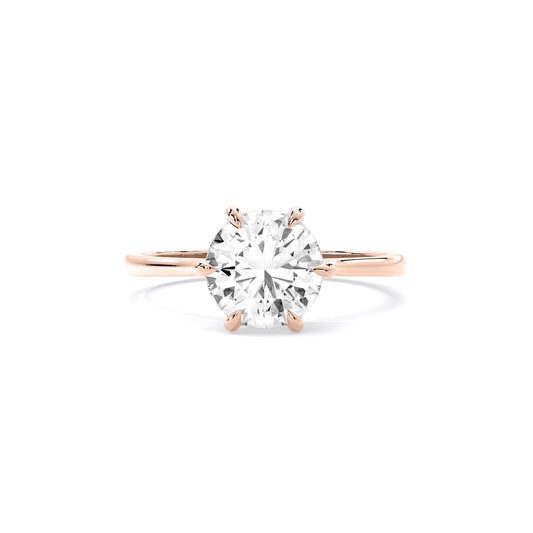 Round Cut Lab Grown Diamond Six Prong Solitaire Ring Rose Gold