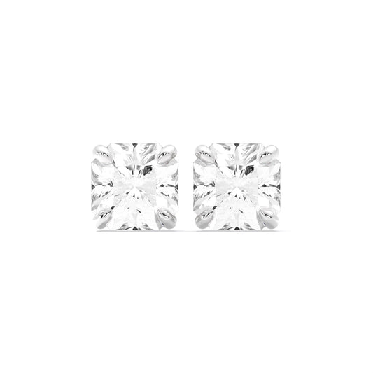 Radiant Cut Lab Grown Diamond Four Prong Stud Earrings White Gold