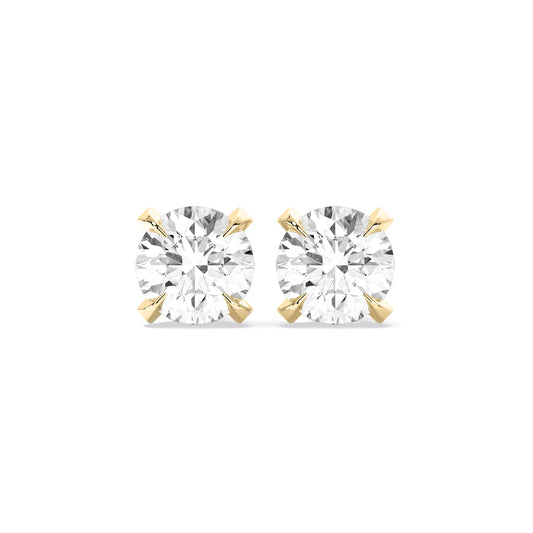 Round Lab Grown Diamond Stud Earrings Convertible Jacket Gold
