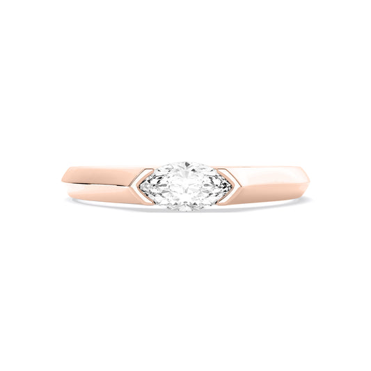 Marquise Bezel Set Lab Grown Diamond Solitaire Ring Rose Gold
