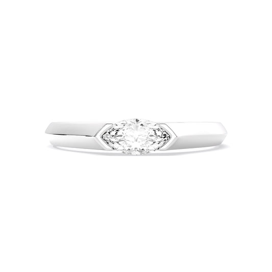 Horizontal Marquise Lab Grown Diamond Solitaire Ring White Gold