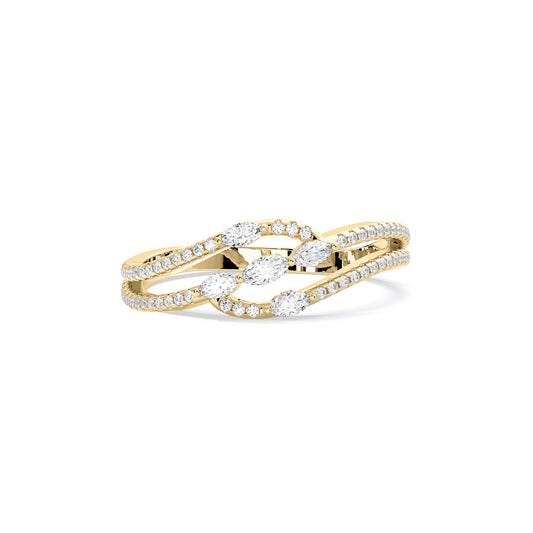 Marquise Lab Grown Diamond Pave Crossover Wave Ring Gold