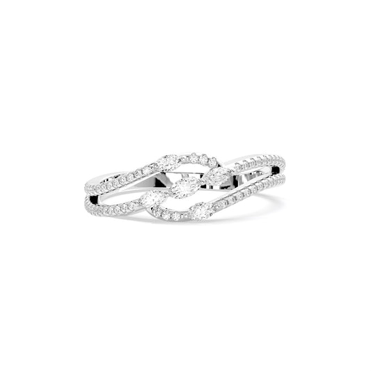Marquise Lab Grown Diamond Pave Crossover Wave Ring White Gold