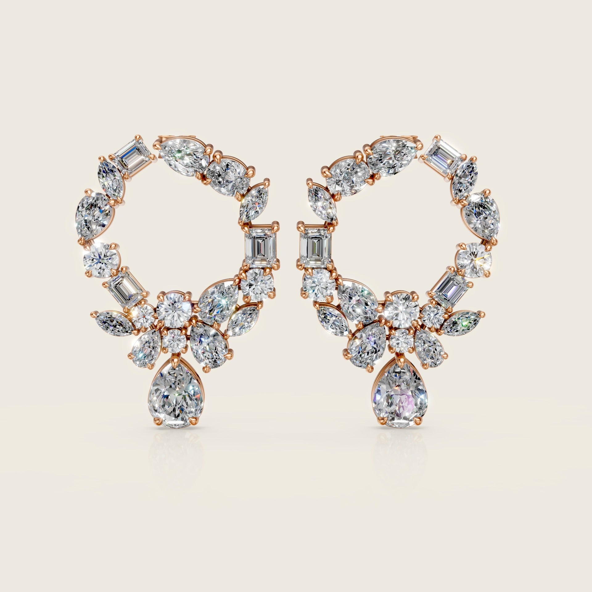 Multi-Cut Diamond Hoop Earrings