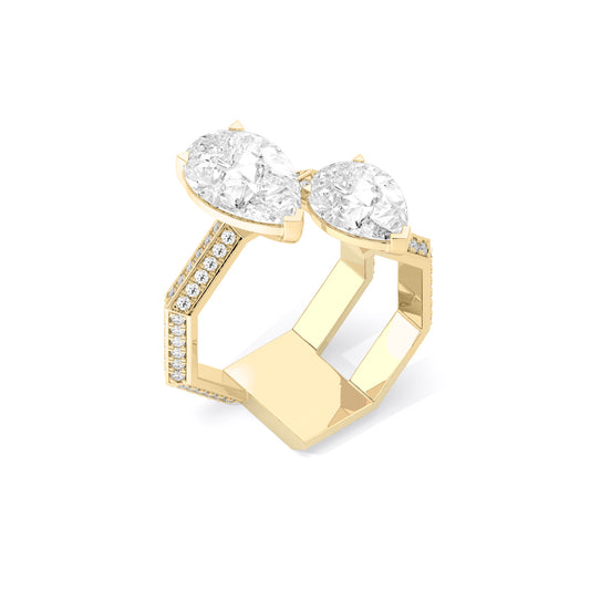 Pear Toi et Moi Lab Grown Diamond Ring Gold