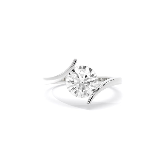 Round Bypass Sculptural Lab Grown Diamond Ring White Gold
