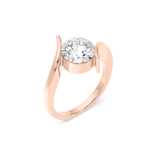 Round Diamond Wrap Lab Grown Diamond Solitaire Ring Rose Gold