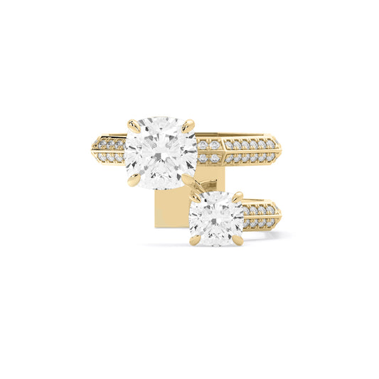 Cushion Toi et Moi Lab Grown Diamond Ring Gold