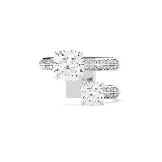 Cushion Toi et Moi Lab Grown Diamond Ring White Gold