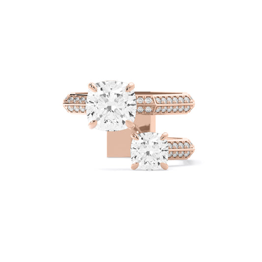 Cushion Toi et Moi Lab Grown Diamond Ring Rose Gold