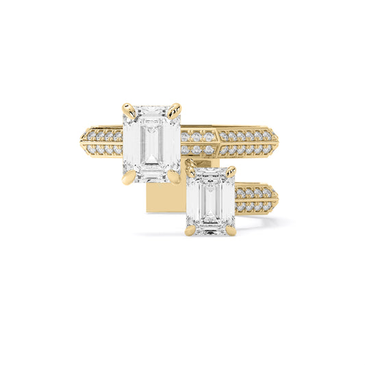 Emerald Cut Toi et Moi Lab Grown Diamond Ring Gold