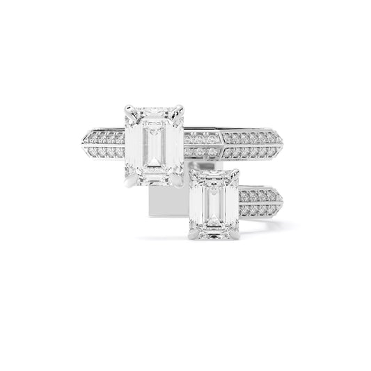 Emerald Cut Toi et Moi Lab Grown Diamond White Gold