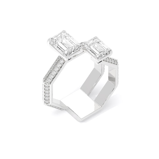 Emerald Cut Toi et Moi Lab Grown Diamond White Gold