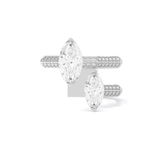 Marquise Toi et Moi Lab Grown Diamond Ring White Gold