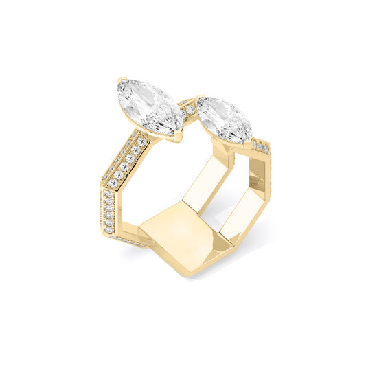 Marquise Toi et Moi Lab Grown Diamond Ring Gold