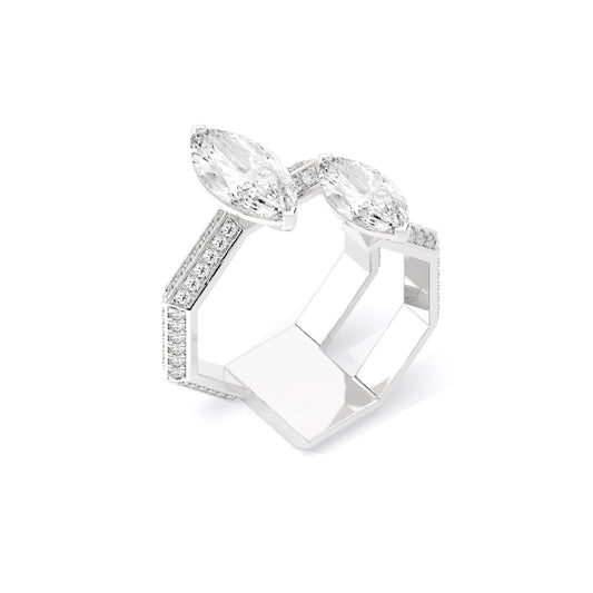 Marquise Toi et Moi Lab Grown Diamond Ring White Gold