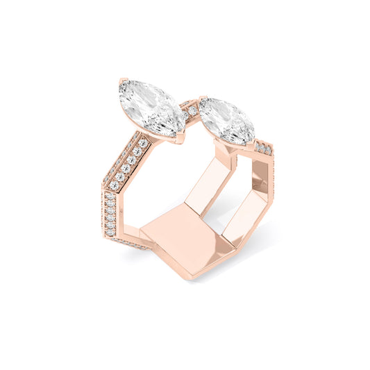 Marquise Toi et Moi Lab Grown Diamond Ring Rose Gold