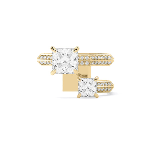 Princess Cut Toi et Moi Lab Grown Diamond Ring Gold