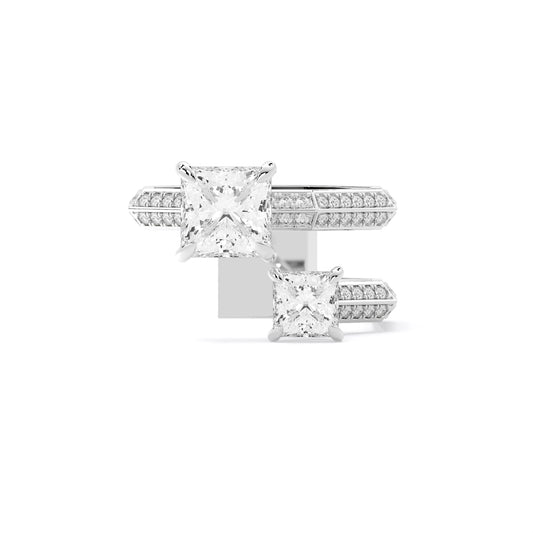 Princess Cut Toi et Moi Lab Grown Diamond Ring White Gold