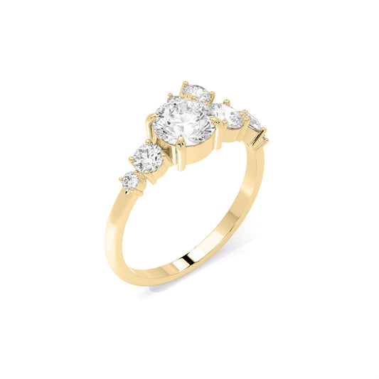 Round Diamond Scatter Cluster Lab Grown Diamond Ring Gold