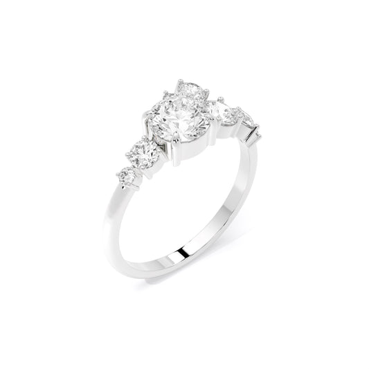 Round Diamond Scatter Cluster Lab Grown Diamond Ring White Gold