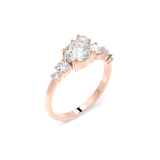 Round Diamond Scatter Cluster Lab Grown Diamond Ring Rose Gold