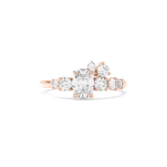 Oval Diamond Scatter Cluster Lab Grown Diamond Ring Rose Gold