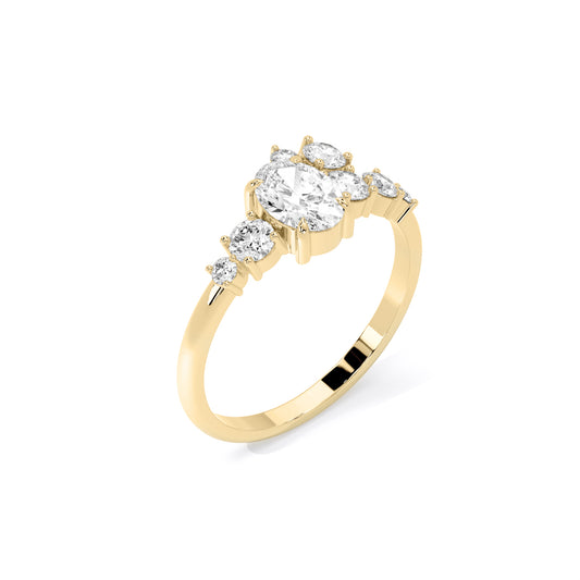 Oval Diamond Scatter Cluster Lab Grown Diamond Ring Gold