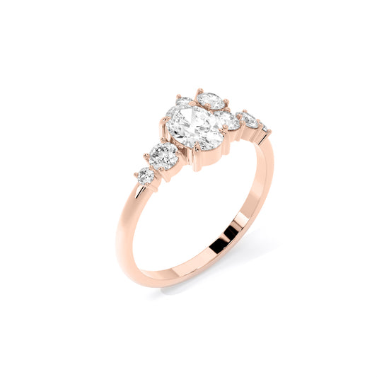 Oval Diamond Scatter Cluster Lab Grown Diamond Ring Rose Gold