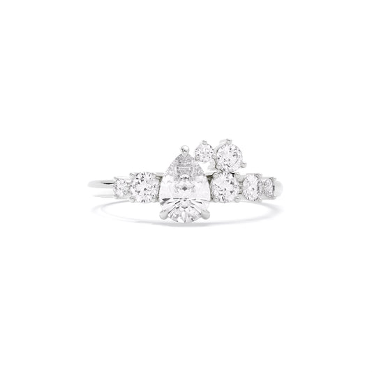 Pear Diamond Scatter Cluster Lab Grown Diamond Ring White Gold