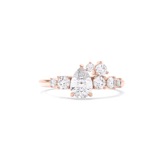 Pear Diamond Scatter Cluster Lab Grown Diamond Ring Rose Gold
