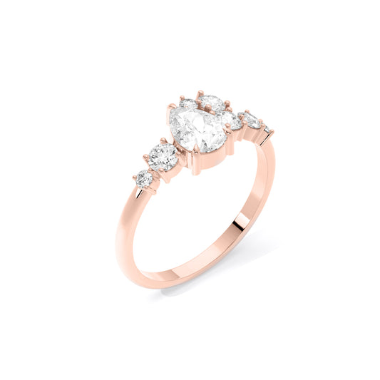 Pear Diamond Scatter Cluster Lab Grown Diamond Ring Rose Gold
