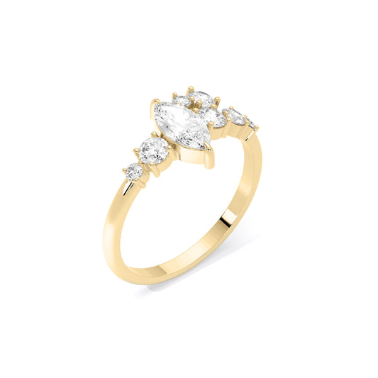 Marquise Diamond Scatter Cluster Lab Grown Diamond Ring Gold