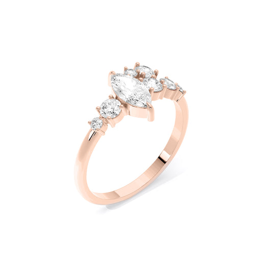 Marquise Diamond Scatter Cluster Lab Grown Diamond Ring Rose Gold