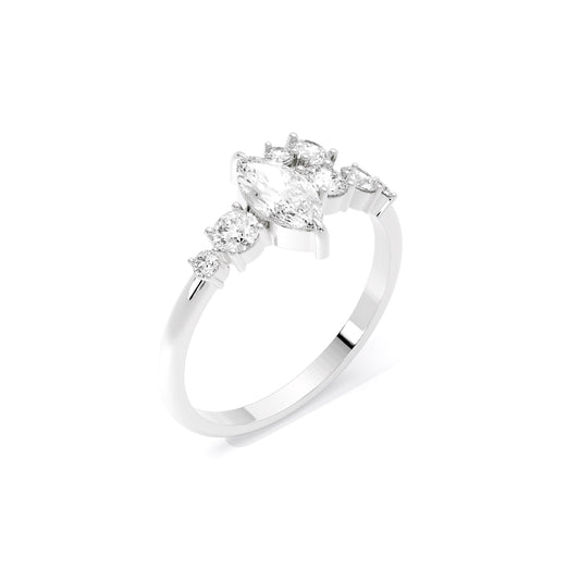 Marquise Diamond Scatter Cluster Lab Grown Diamond Ring White Gold