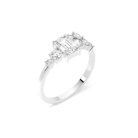 Round Lab Grown Diamond Pave Stackable Eternity Band White Gold