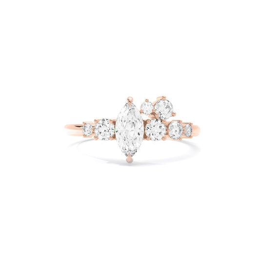 Marquise Diamond Scatter Cluster Lab Grown Diamond Ring Rose Gold