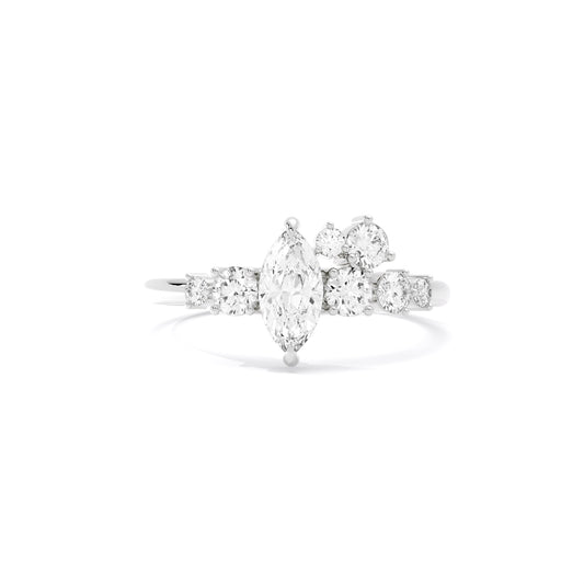 Marquise Diamond Scatter Cluster Lab Grown Diamond Ring White Gold