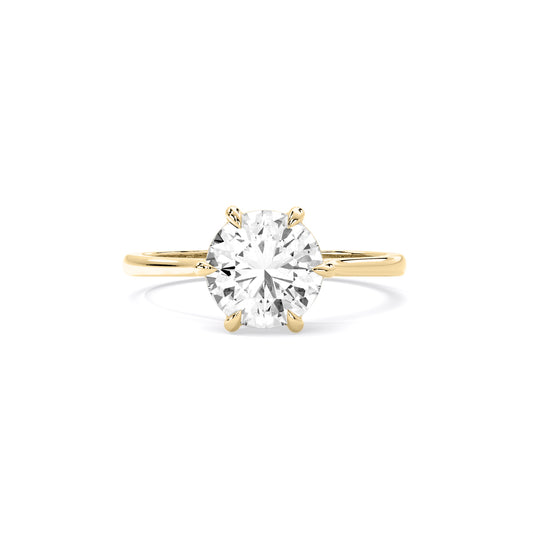 Round Cut Lab Grown Diamond Six Prong Solitaire Ring Gold