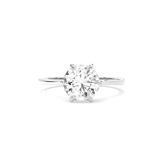 Round Cut Lab Grown Diamond Six Prong Solitaire Ring White Gold