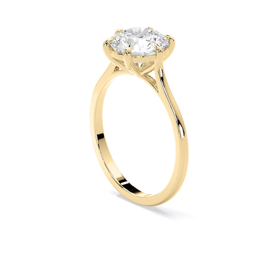 Round Cut Lab Grown Diamond Six Prong Solitaire Ring Gold