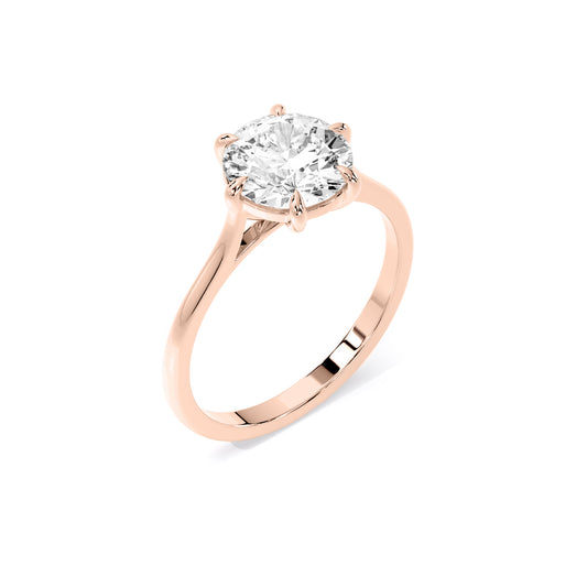 Round Cut Lab Grown Diamond Six Prong Solitaire Ring Rose Gold