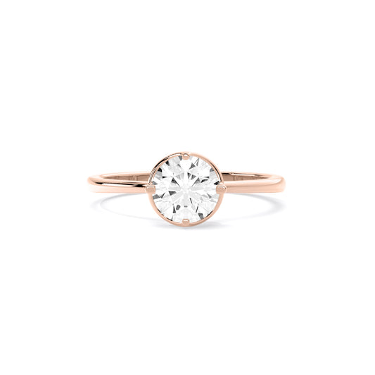 Round Cut Lab Grown Diamond Bezel Set Solitaire Ring Rose Gold