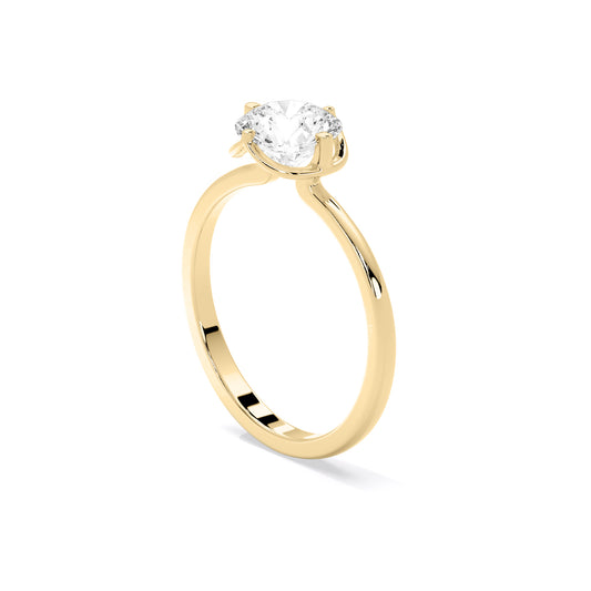 Round Cut Lab Grown Diamond Bezel Set Solitaire Ring Gold