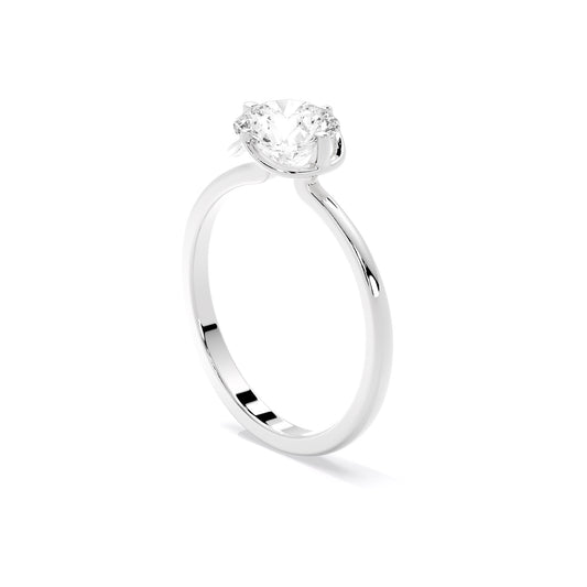 Round Cut Lab Grown Diamond Bezel Set Solitaire Ring White Gold
