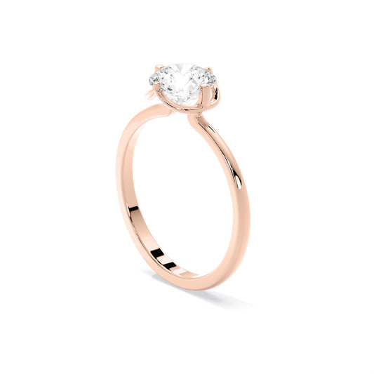 Round Cut Lab Grown Diamond Bezel Set Solitaire Ring Rose Gold