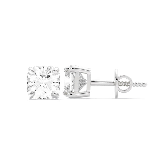 Radiant Cut Lab Grown Diamond Four Prong Stud Earrings White Gold